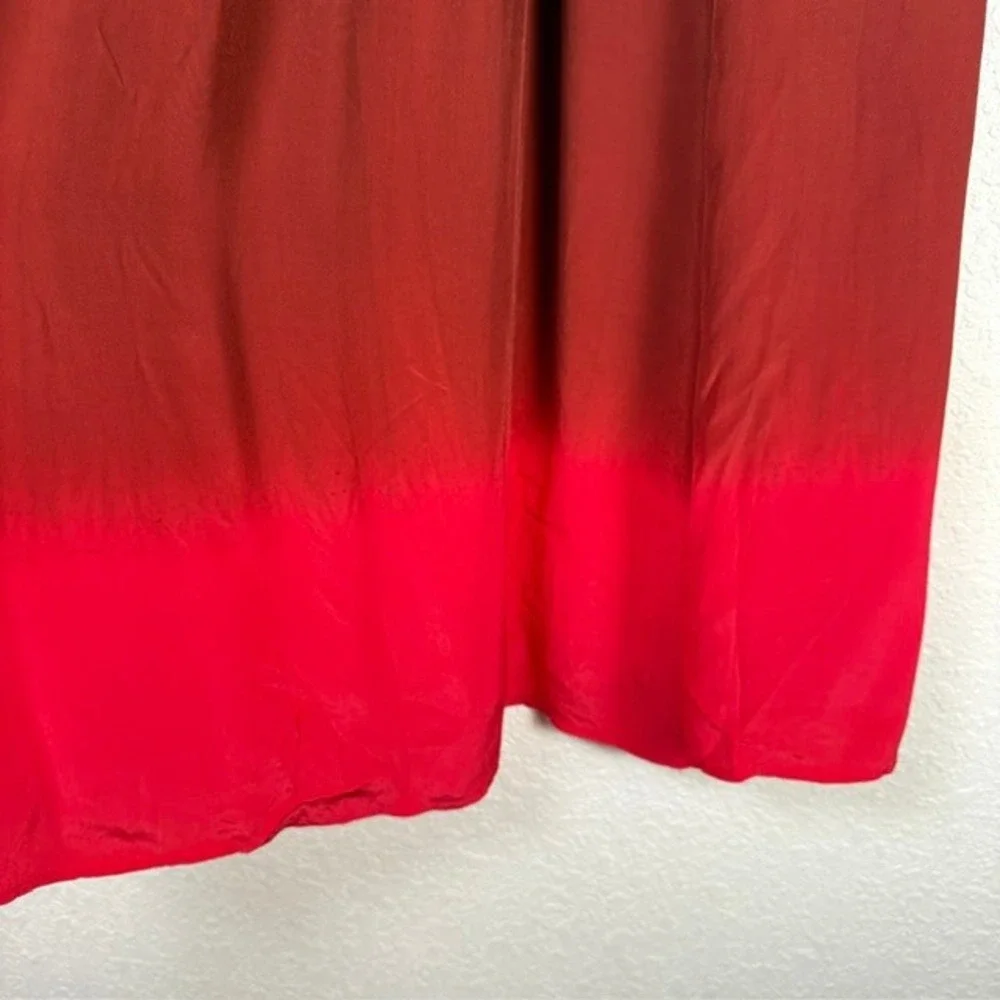 J.Crew Cinched-waist Midi Dress Dip-dyed Crepe de Chine Red Small
